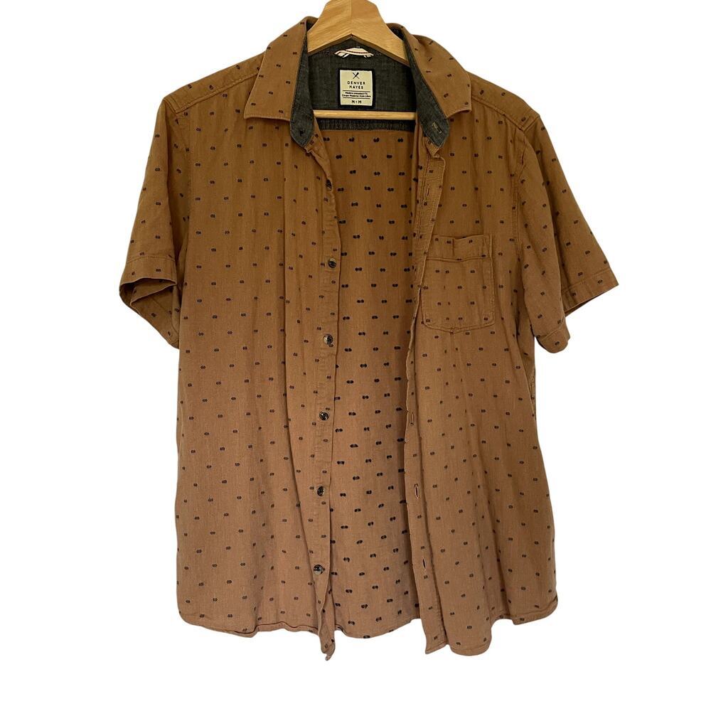 Denver Hayes modern untucked fit men's size medium cotton button down top casual